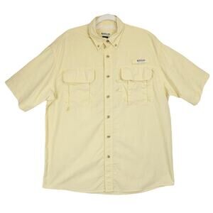Magellan Sportswear Vented Fishing Shirt Men L Laguna Madre Short Sleeve Yellow
